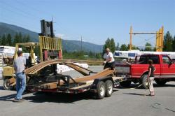 Building materials being unloaded