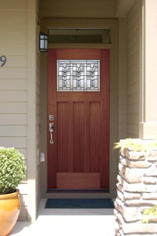 Meranti Cordova door with 3 panel glass and 1 light